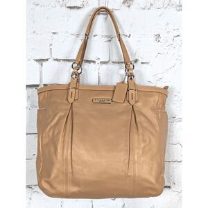 COACH Leather Hampton Laguna Tote/Satchel Metallic Nude Gold Medium Size EUC